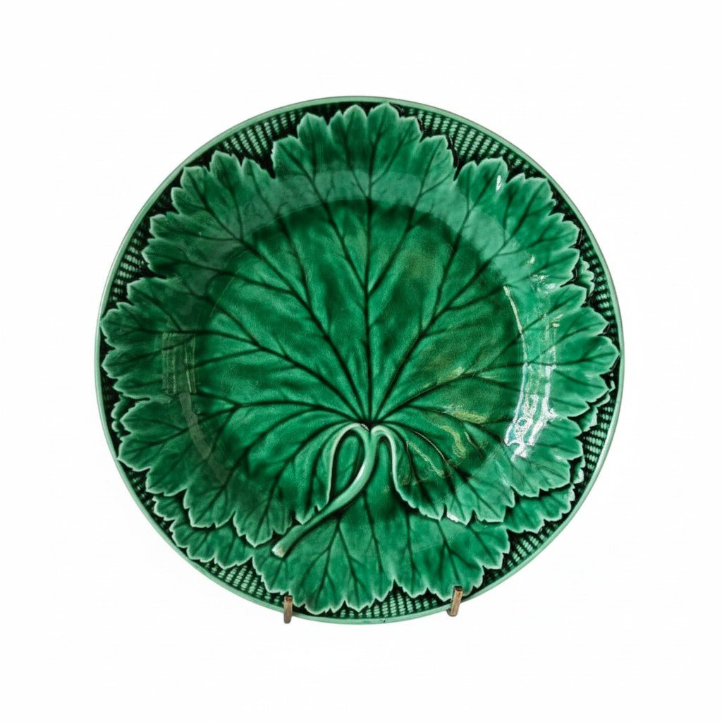 Shop Antique Wedgwood Green Majolica Grape Leaf Plate With Basket