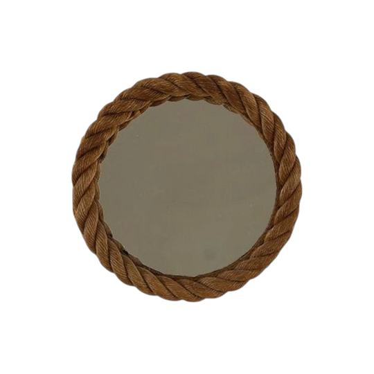 Adrien Audoux & Frida Minet 1950s Abaca Rope Mirror, 45 cm, Golfe-Juan, French Riviera