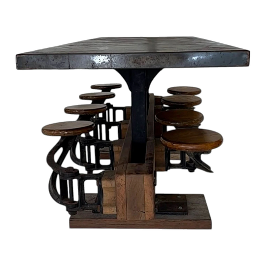 New York Subway Table with Swing-Out Seats, c. 1920s