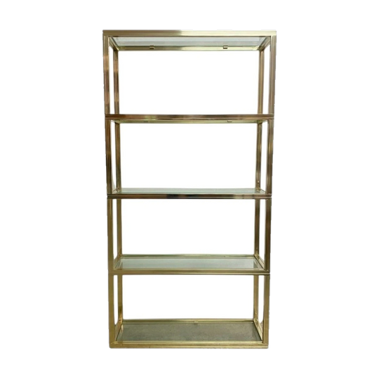French Mid-Century 5-Tier Aluminium and Glass Shelving by Pierre Vandal