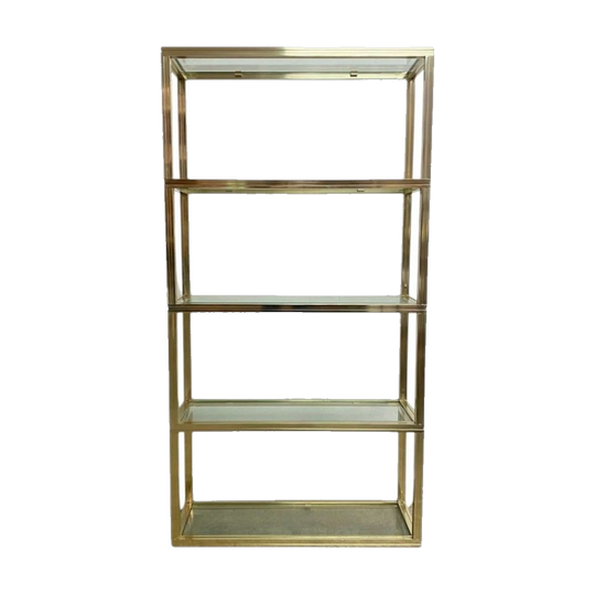 French Mid-Century 5-Tier Aluminium and Glass Shelving by Pierre Vandal