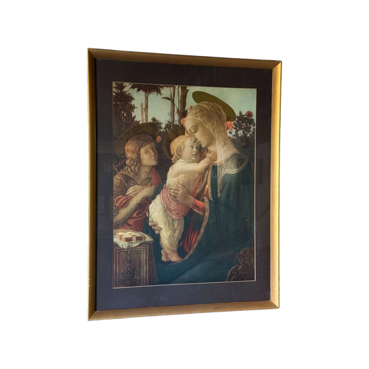 Vintage Gilt-Framed Print of Botticelli’s Madonna and Child with St John the Baptist