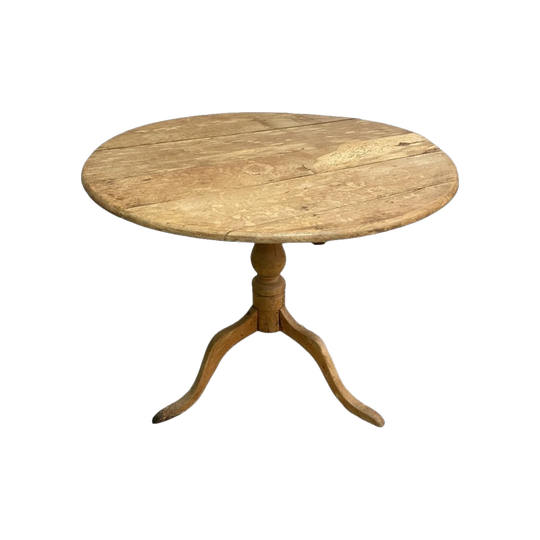 Antique Late 19th Century Fruitwood Vigneron Tilt-Top Wine Table with Trestle Base