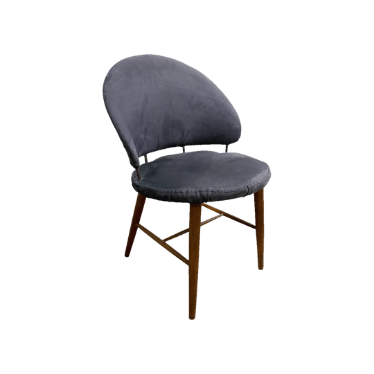 Mid-Century Danish Chair in Rosewood and Brass, Reupholstered in Deep Mauve Suede