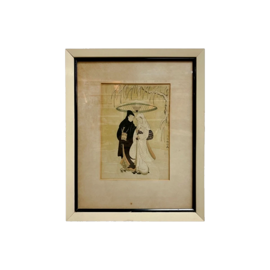 Antique Japanese Woodblock Print, Framed (1950s)