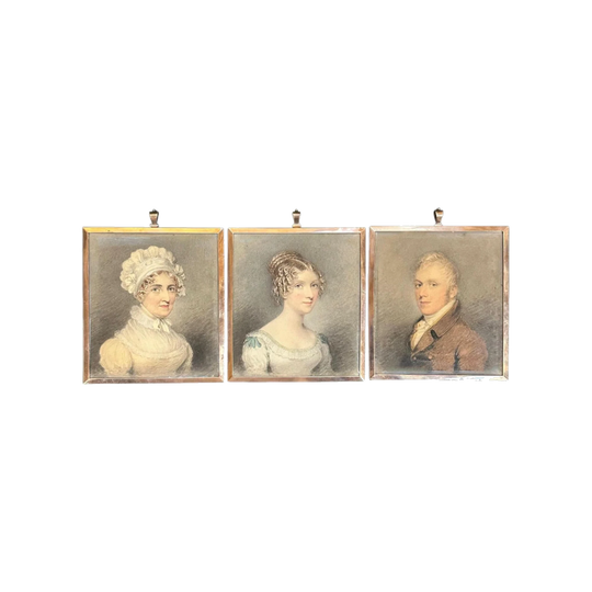 Set of Three Hand-Painted Miniature Family Portraits by Adam Buck, Georgian Period, c.1822 (Fuller Family)