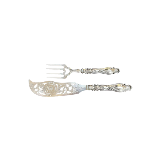 Pair of Art Nouveau Silver-Plated Fish Servers, England, c.1900