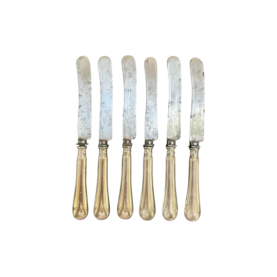 Set of Six Small Knives, Sterling Silver Handles, Germany