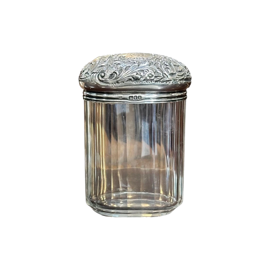 Edwardian Oval Crystal and Sterling Silver Toiletry Bottle, London 1901, Hallmarked