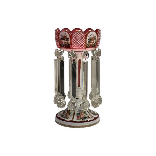 Victorian Hand-Painted Glass Lustre, England, c.1880