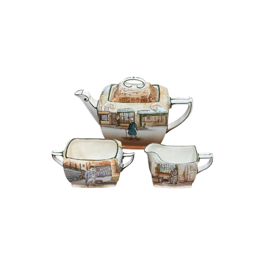 Royal Doulton Dickensware “Mr. McCawber” Three-Piece Tea Set