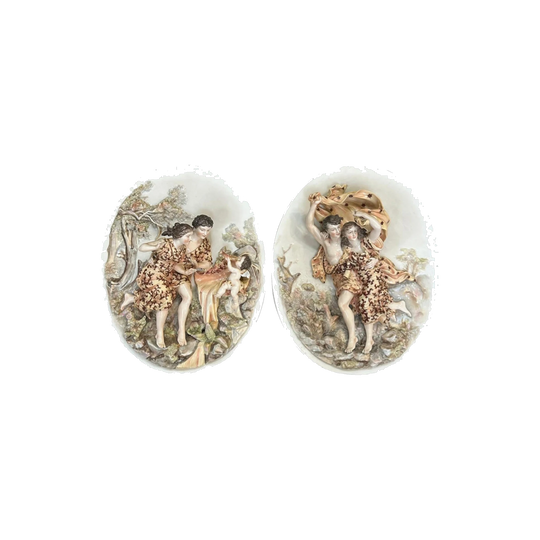 Pair of Meissen Porcelain Plaques, Germany, c.1870