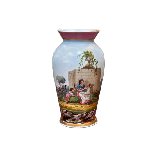 Continental Hand-Painted Baluster Vase, c.1925