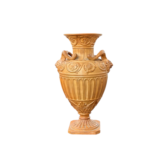 French Terracotta Urn-Form Vase with Ram's Head Handles, c. 1870