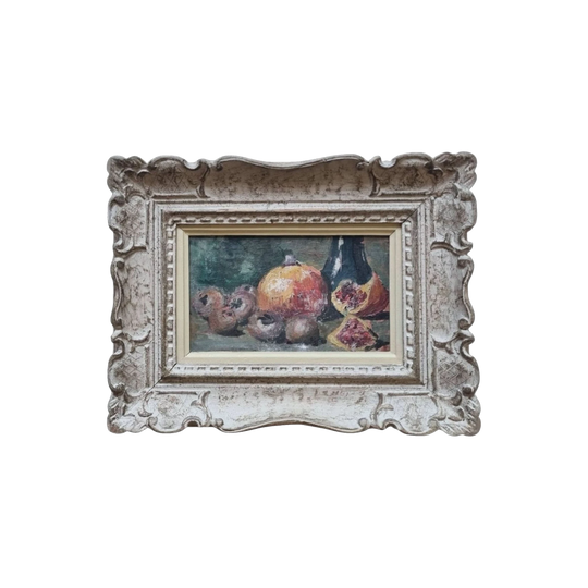 Antique French Impressionist Still Life Oil on Board – Manner of Theodule Ribot (1823–1891) – Carved French Period Frame