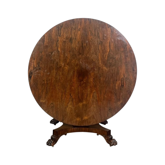 Antique English Georgian Regency Circular Brazilian Rosewood Tilt-Top Dining or Centre Table, 1811–1820