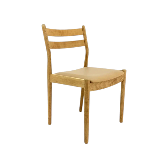 Set of 4 Poul Volther Soaped Oak Dining Chairs with New Leather Upholstery