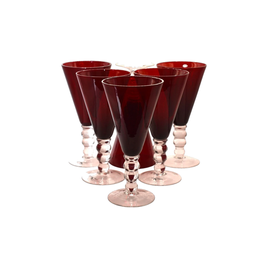 Red Glass Wine Goblets - French Country Collection - Set of 6