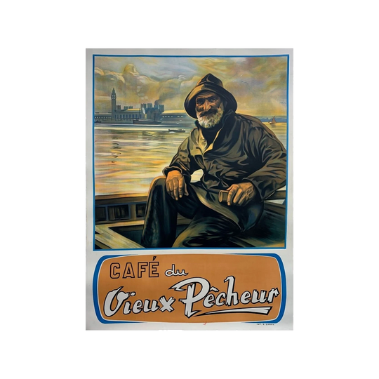 Cafe du Vieux Pecheur Vintage Poster