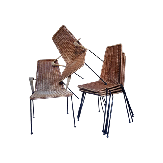 6 x Basket Chairs by Gian Franco Legler