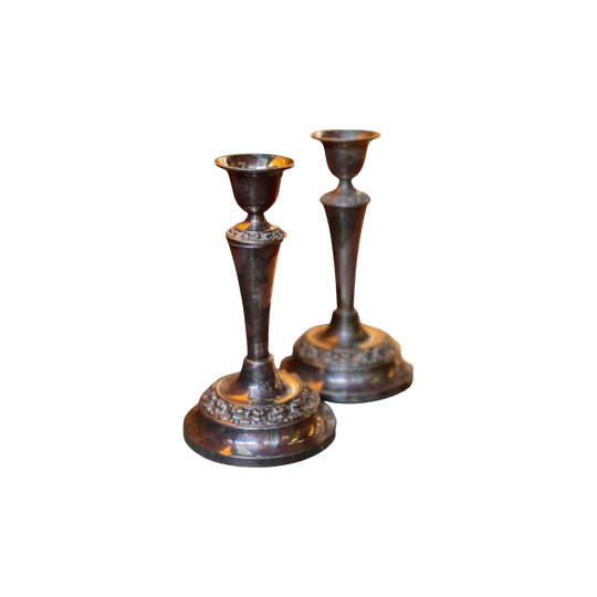 pair of silver candle holders