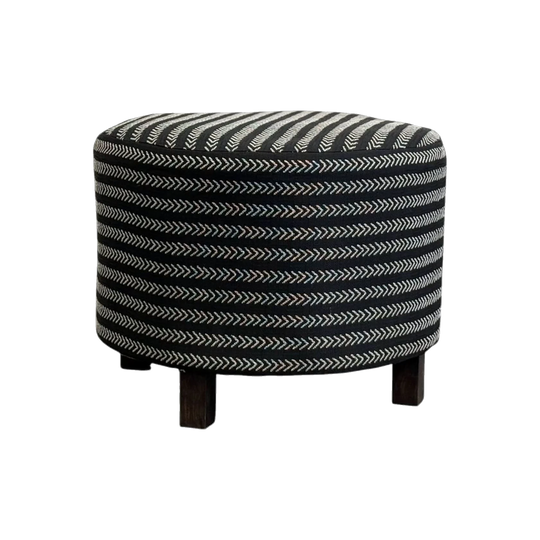Mud Cloth Style Cotton Ottoman, Black & White – South Africa