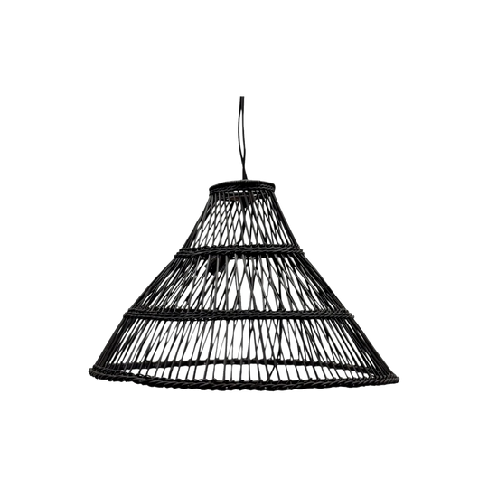 Black Hat Pendant Light – Malawi, Natural Cane, Black