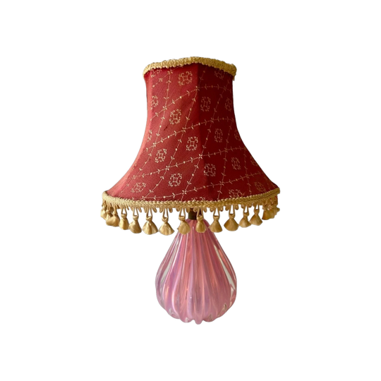 1960s Murano Opalescent Ribbed Pink Glass Table Lamp by Archimede Seguso, Italy