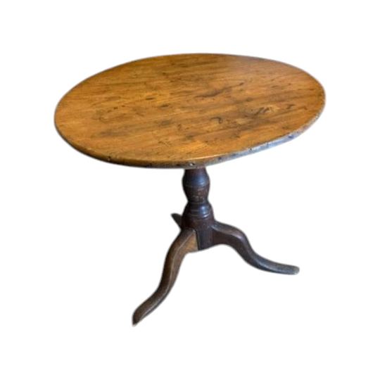 Antique George III Provincial English Elm Tilt-Top Tripod Supper Table, c. 1800