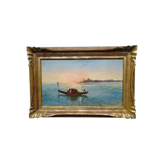Antique French Oil Painting, Grand Canal, Venice, Signed G. Morin, Possibly Gustave Morin, Gilt Frame