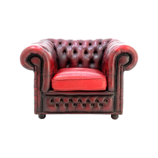 English Chesterfield 3-Seat Sofa and Matching Pair of Lounge Chairs — Priced Individually