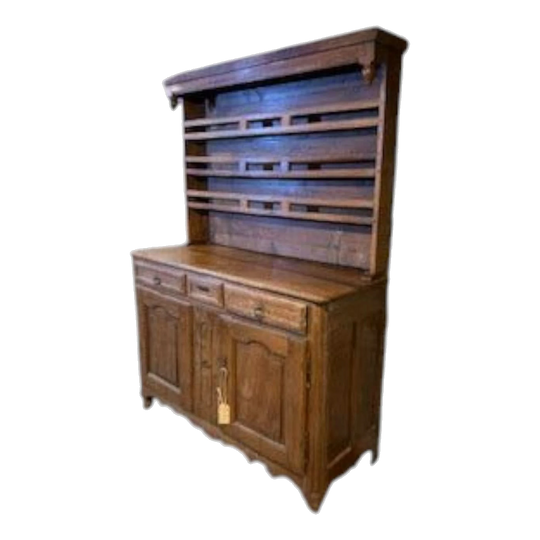 French Provincial Cherrywood and Oak Louis XVI Two-Piece Vaisselier, c. 1830