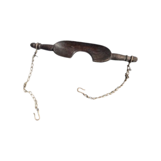 19th-Century Chestnut Shoulder Yoke for Two Pails with Original Chains and Hooks