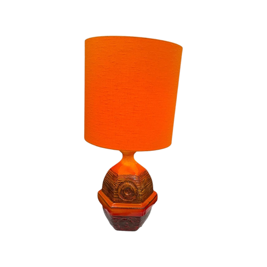 Japanese 1970s Orange Table Lamp with Custom-Made Shade