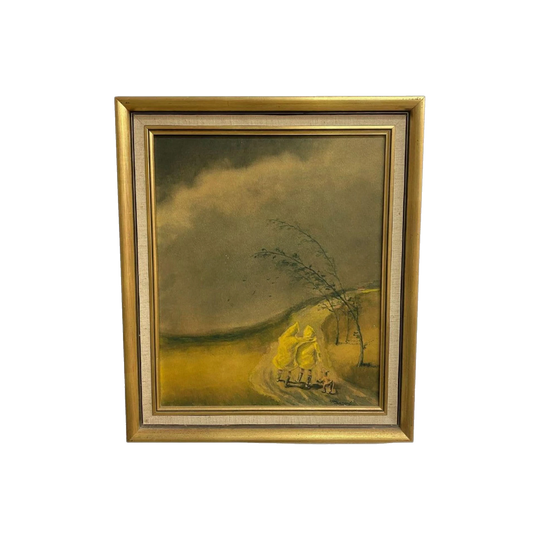 Mid-Century Watercolour on Card 'The Threatening Storm' by Jon Vanson, Signed, Gold Frame