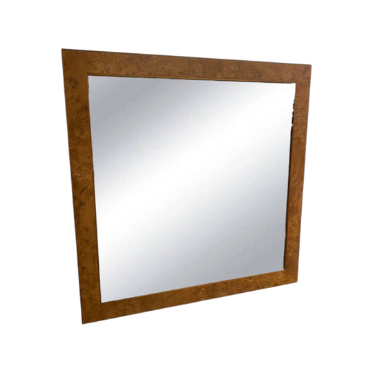 Postmodern Australian Burl Walnut Framed Wall Mirror, c. 1980s