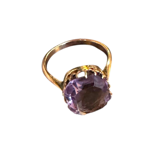 Vintage 9ct Rose Gold Amethyst Ring – Size K