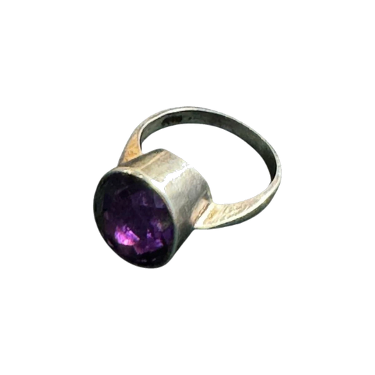 Vintage Amethyst Cocktail Ring in Sterling Silver – Size L