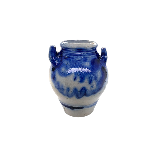 Small Antique German Westerwald Salt-Glazed Cobalt Blue Stoneware Jar
