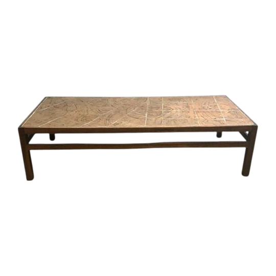 Mid-Century Danish Coffee Table in Brazilian Rosewood with Signed Stoneware Tile Top