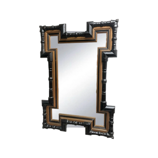 Dutch Mid-19th-Century Baroque-Style Gilt and Ebonised Wall Mirror