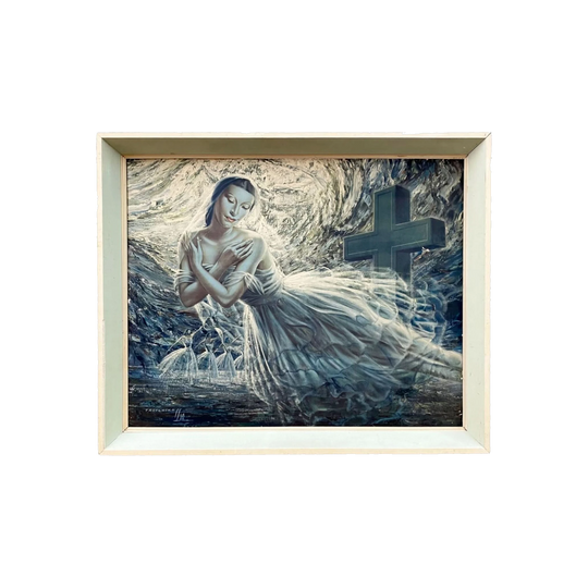Vintage Vladimir Tretchikoff 'Ballerina' Mid-Century Art Print – Original Wooden Frame (No Glass)