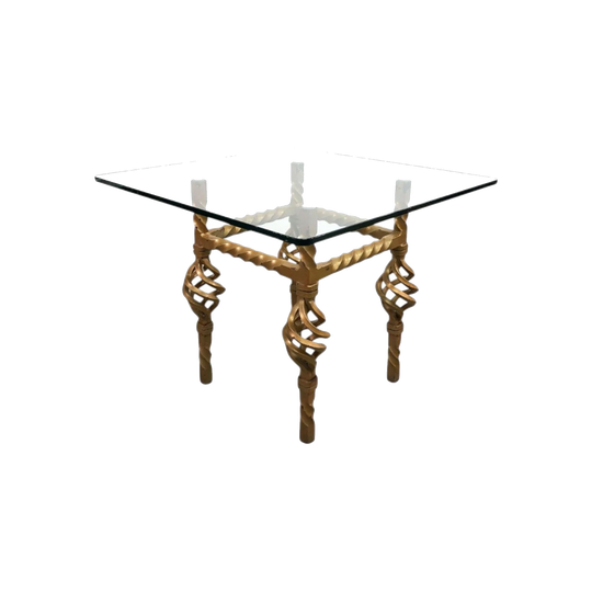 Vintage Wrought Iron Coffee or Side Table with Glass Top