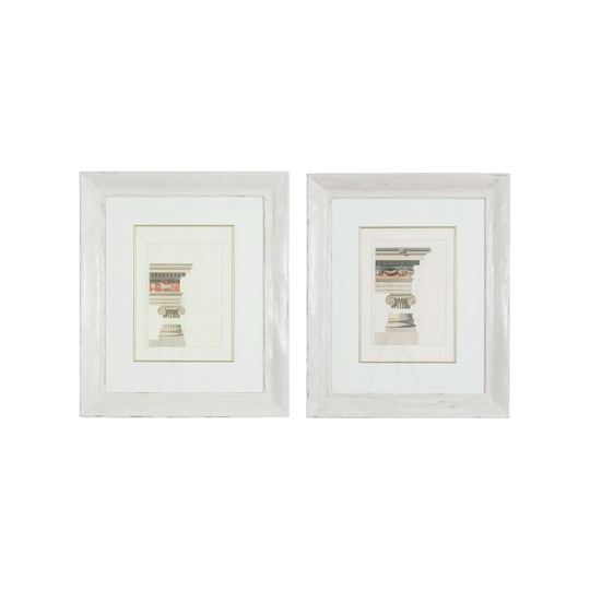 Pair of Framed Architectural Prints – Scroll‑Topped Ionic Columns