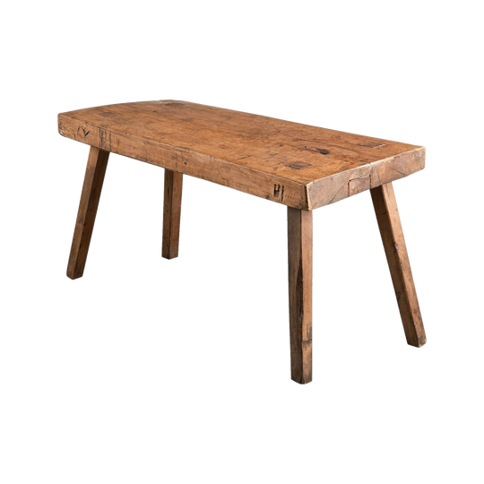 Primitive Butcher's Block Side Table / Bench, Italy, 19th Century