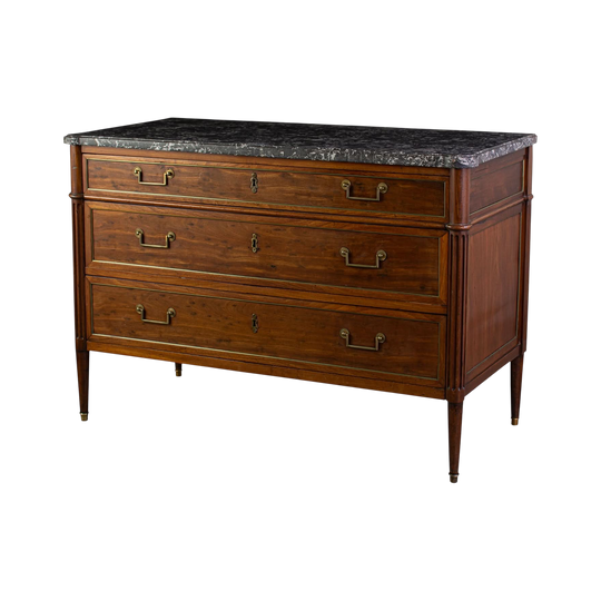Louis XVI Period Walnut Commode with Saint Anne Grery Marble Top