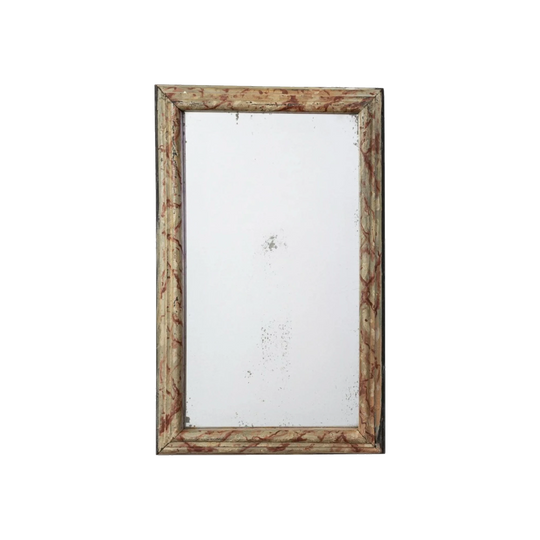 Antique French Small Faux-Marble Mirror, 20th Century