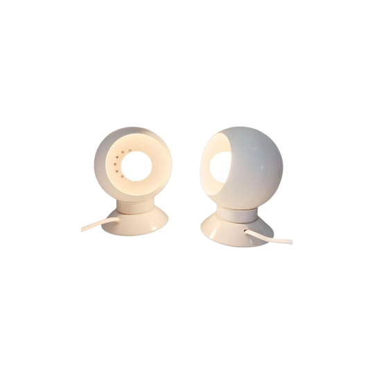 Set of 2 Rare Magnetic Danish White Enamel Ball Wall Lamps from Abo Randers, c1960s
