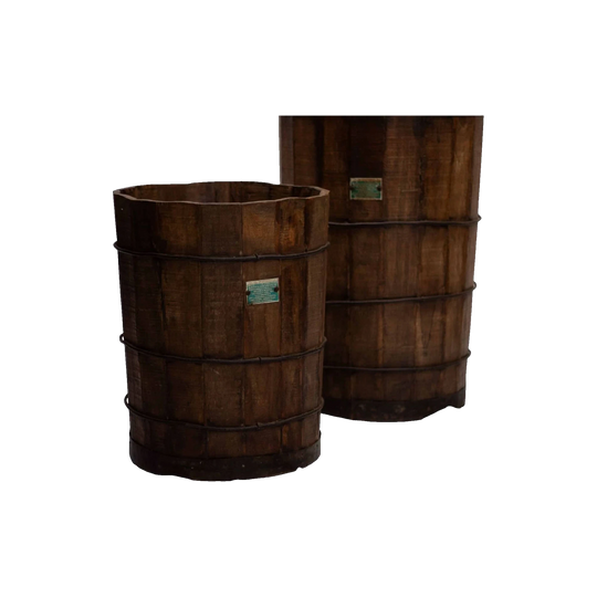 Vintage Indian Wooden Pot | Short