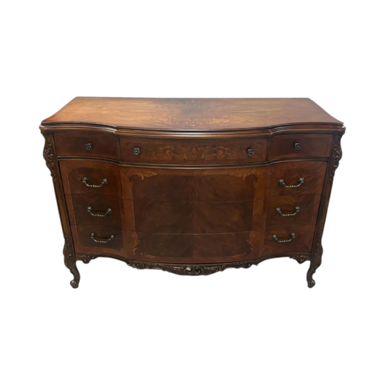 European Walnut Sideboard with Cabriole Legs, Inlay and Serpentine Front
